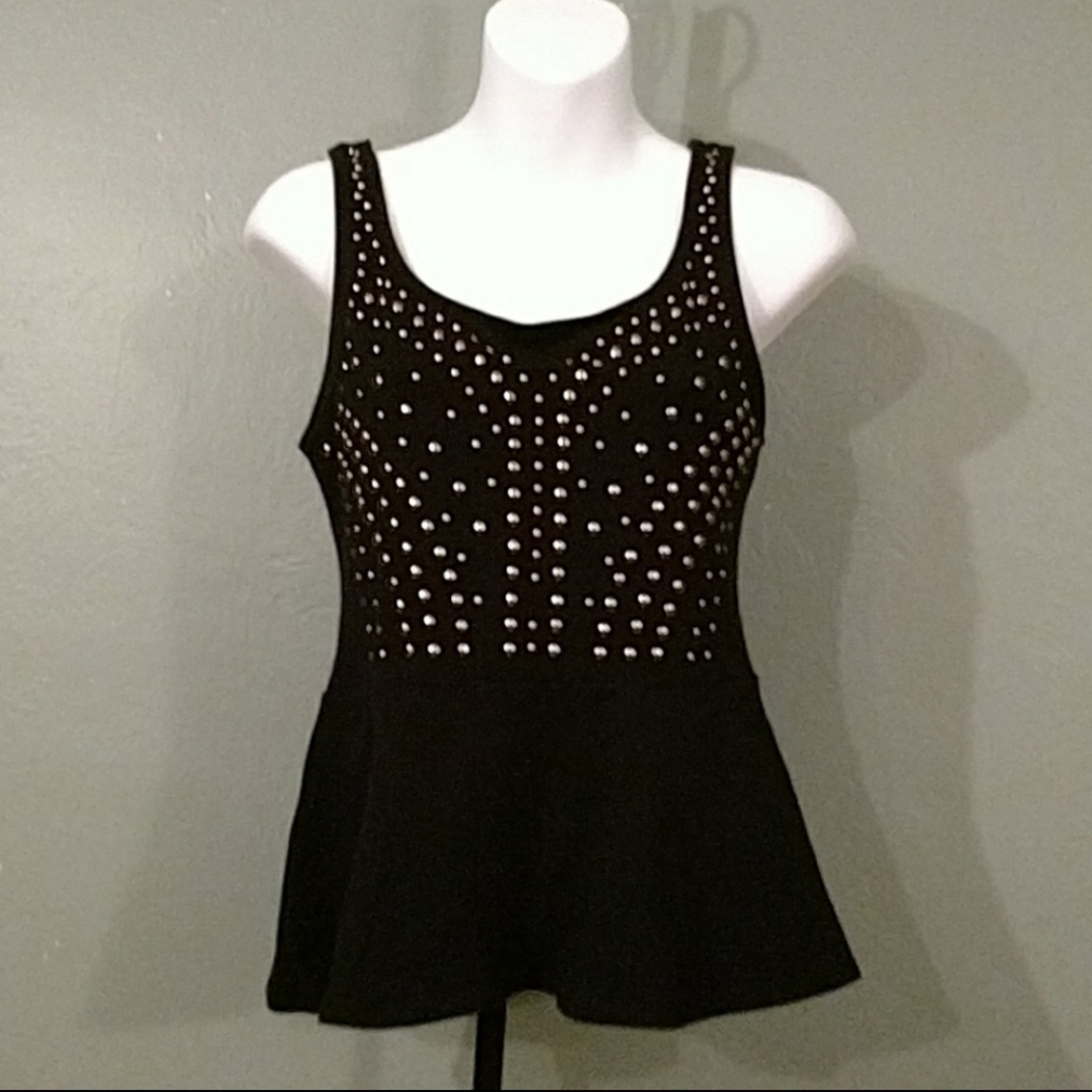 Express Black Peplum Studded Top Size Small